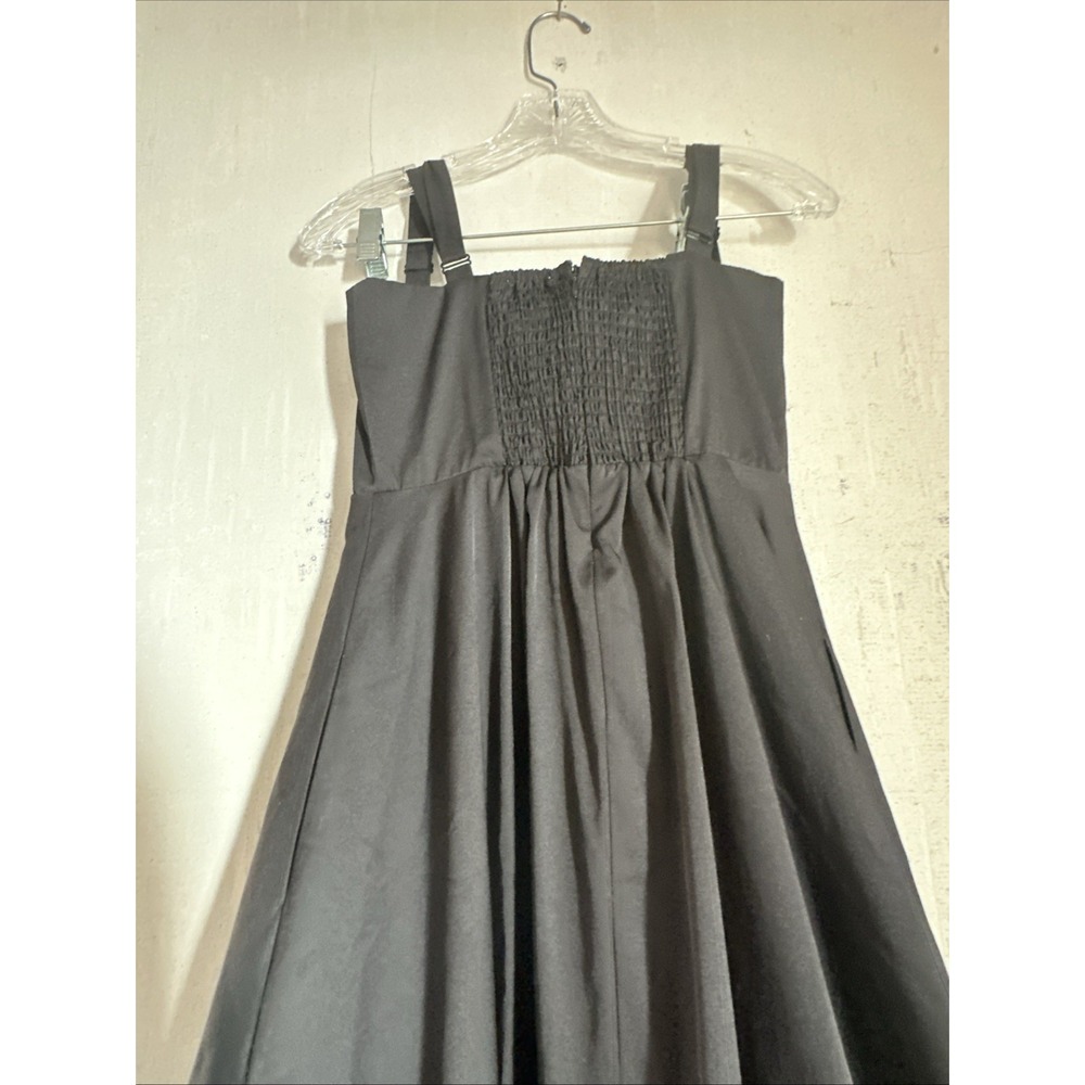 Anthropologie Mare Mare Black Corset Poplin Cotton Flounced Midi Dress | Sz: XS - Picture 7 of 12